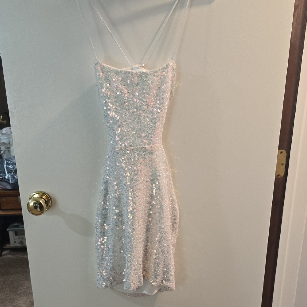 Windsor Sequin Embellished White Silver dress